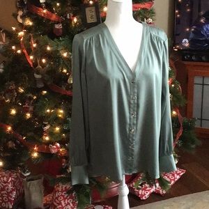 Sage green silk blouse